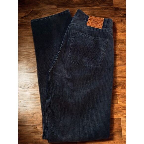 Polo Ralph Lauren Corduroy Pants Mens 34x34 Black Authentic Dungarees Vintage - Picture 1 of 10